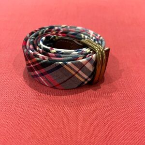Polo Ralph Lauren Plaid Belt with Gold Buckle (VINTAGE)